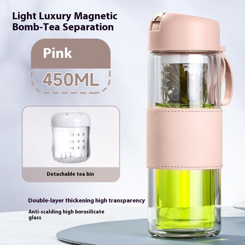 Magnetic Bomb Tea Cup Double Layer Glass Cup Upscale Portable One-click Ejection EX-STOCK Canada 