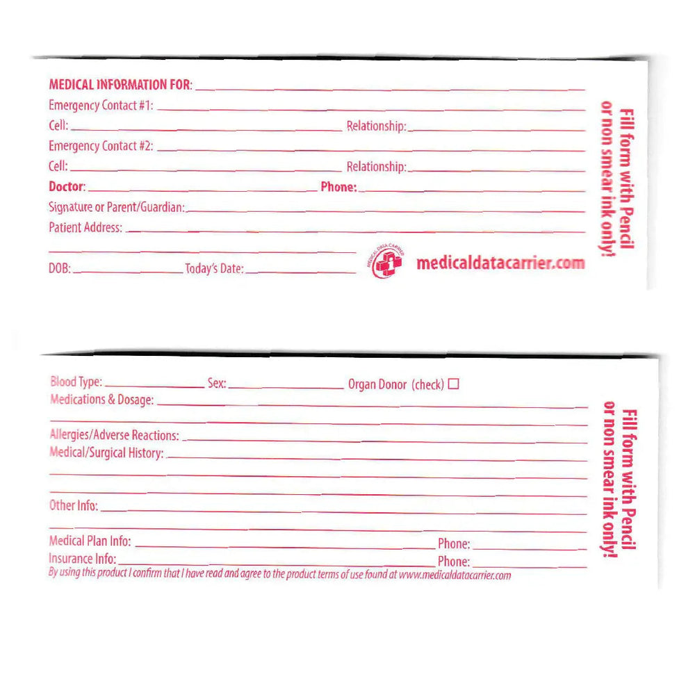 Porte-données médicales – Identification d'urgence essentielle pour les cyclistes et les premiers intervenantsEX-STOCK Canada 