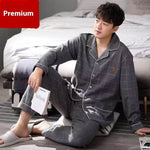 Men's Autumn And Winter Cotton Long-sleeved Trousers Thin Pajamas Loose Home Wear Suit Men  EX-STOCK CANADA