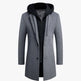 Men's Casual Woolen Coat Mid-length Detachable Hat Jacket EX-STOCK Canada 