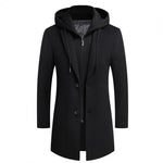 Men's Casual Woolen Coat Mid-length Detachable Hat Jacket EX-STOCK Canada 