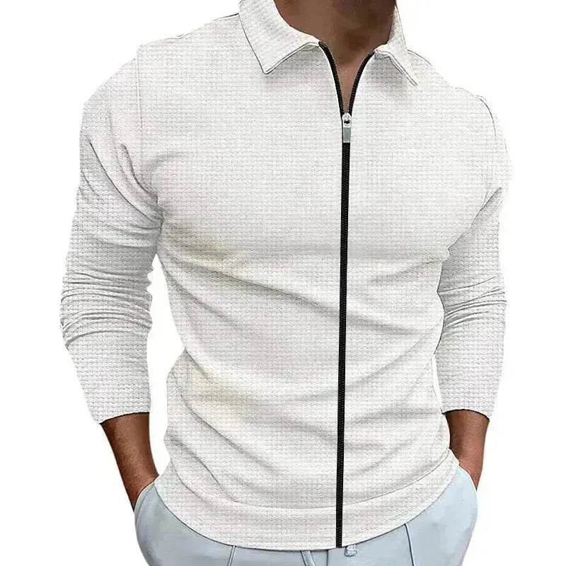 Men's Clothing Waffle Style Zipped Lapel Jacket Outdoor Sports Tops - EX-STOCK Canada