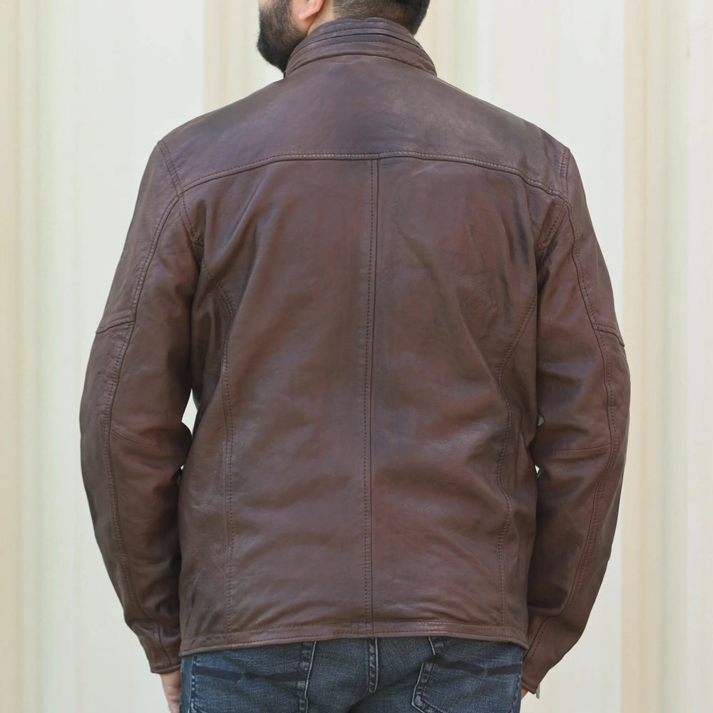 Men's Dual Flap Pockets Leather Jacket EX-STOCK Canada 