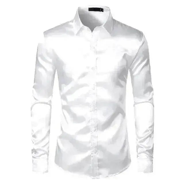 Men's Fashionable Satin Polyvinyl Alcohol Fiber Shirt - EX-STOCK Canada