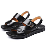 Men's Genuine Leather Wear-resisting Non-slip Breathable Slippers  EX-STOCK CANADA
