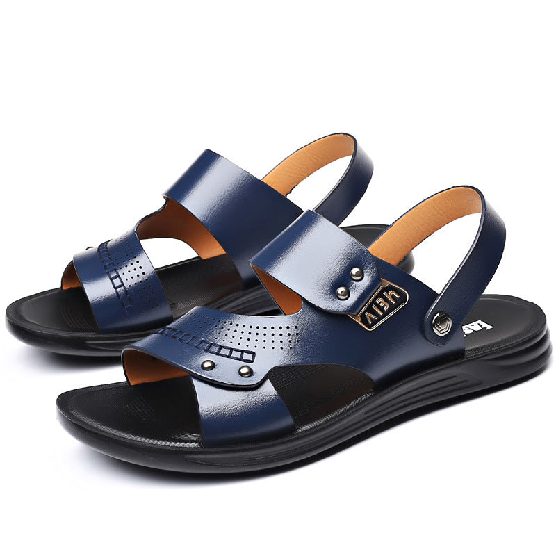 Men's Genuine Leather Wear-resisting Non-slip Breathable Slippers  EX-STOCK CANADA