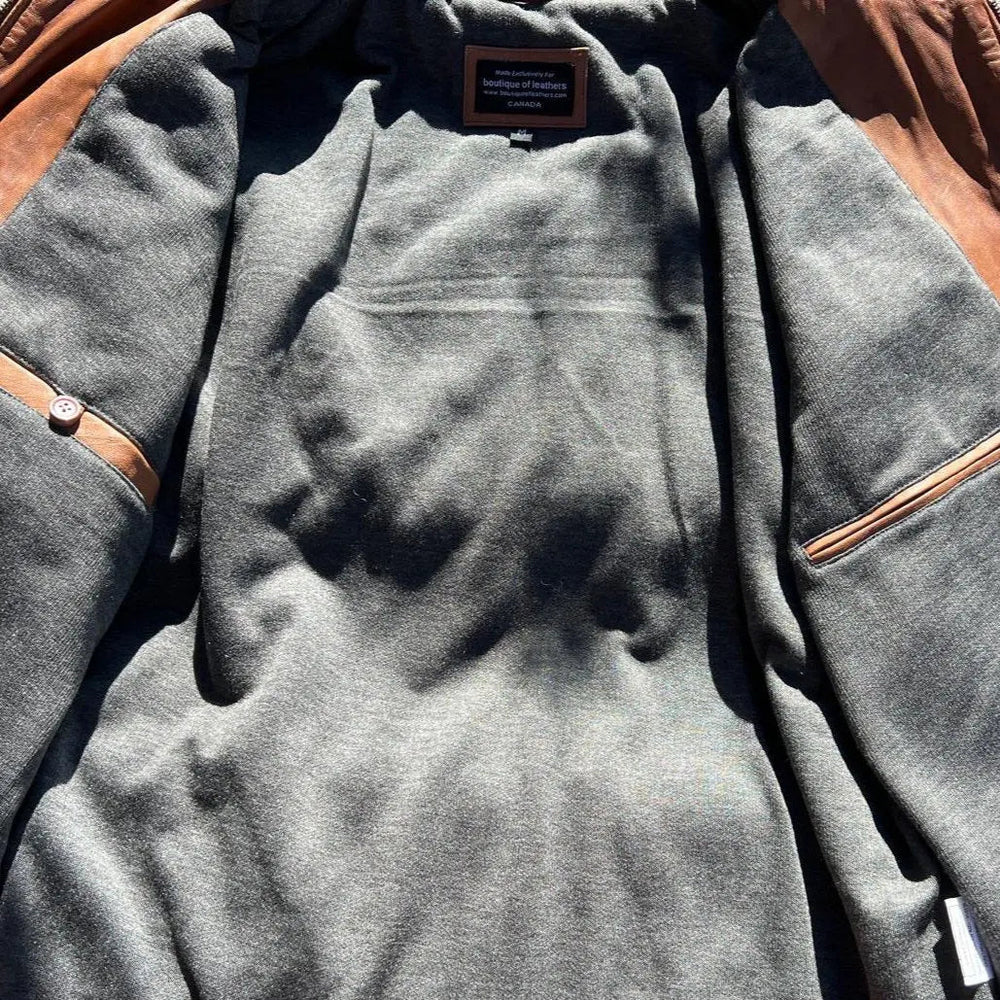 سترة كلاسيكية رجالية بأربعة جيوب من جلد الحملEX-STOCK Canada 