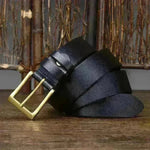Men's Leather Pin Buckle First Layer Cowhide Simple Glossy Casual Pants Belt - EX-STOCK CANADA