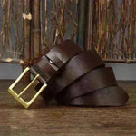 Men's Leather Pin Buckle First Layer Cowhide Simple Glossy Casual Pants Belt - EX-STOCK CANADA