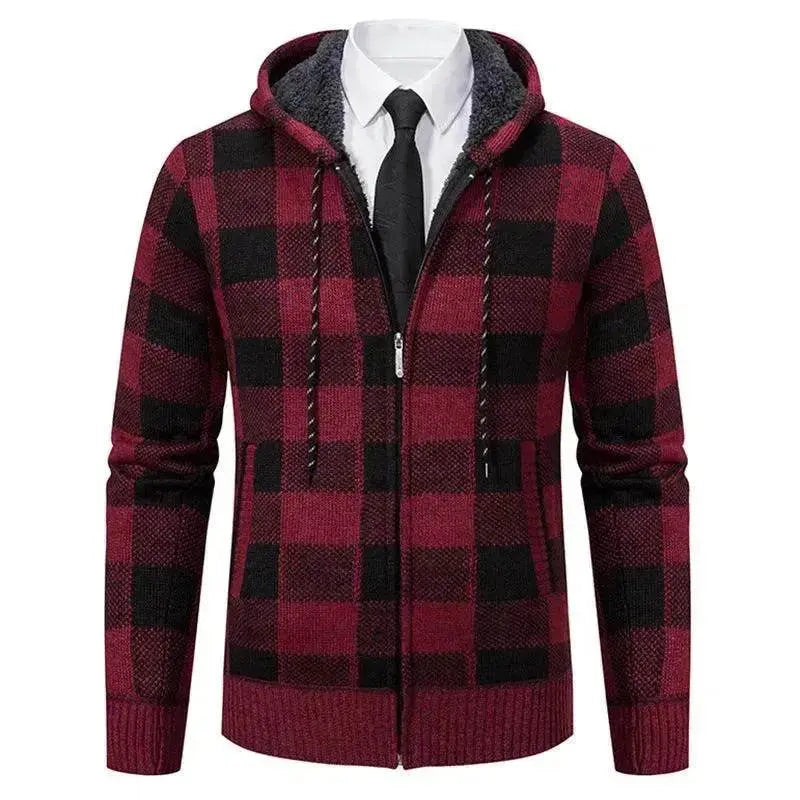 Men's Plaid Thickened Sweater Coat - EX-STOCK Canada