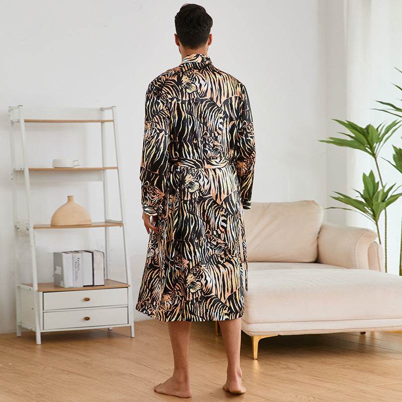 Men's Robes Fashion Ice Silk Bathrobe Homewear Set Pajamas  EX-STOCK CANADA