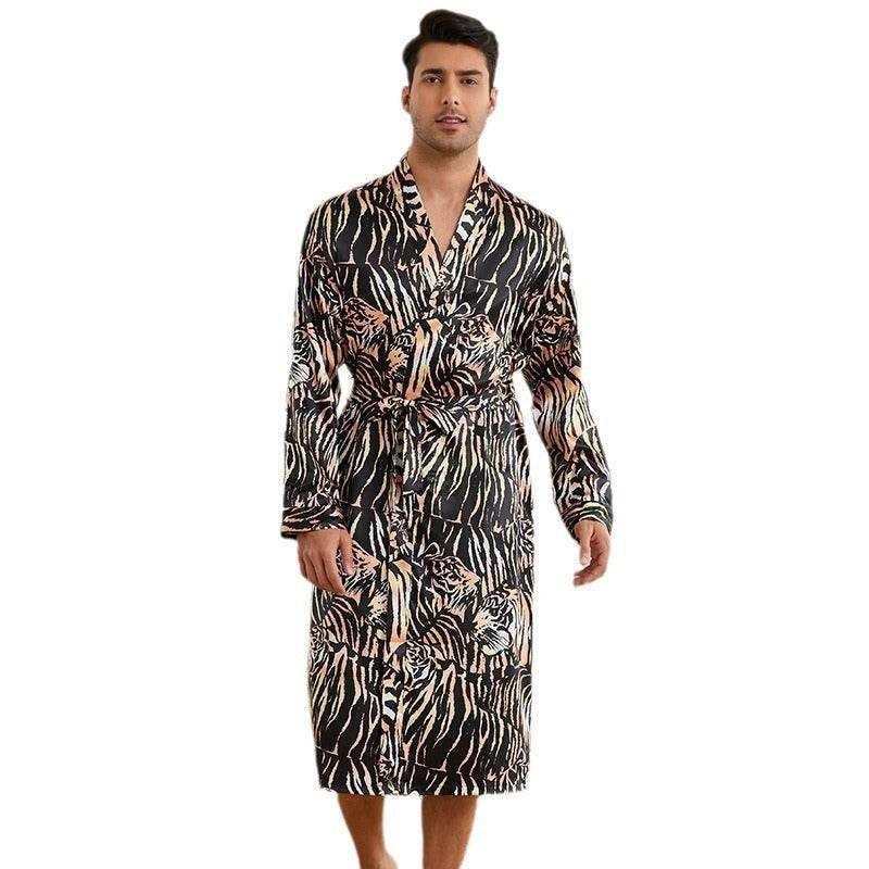 Men's Robes Fashion Ice Silk Bathrobe Homewear Set Pajamas  EX-STOCK CANADA
