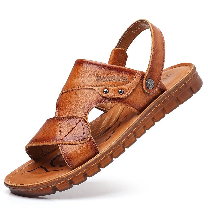 Men's Sandals Beach Shoes Top Layer Cattlehide Leather Fashion  EX-STOCK CANADA