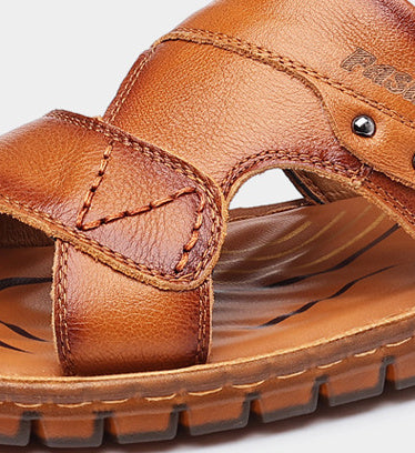 Men's Sandals Beach Shoes Top Layer Cattlehide Leather Fashion  EX-STOCK CANADA