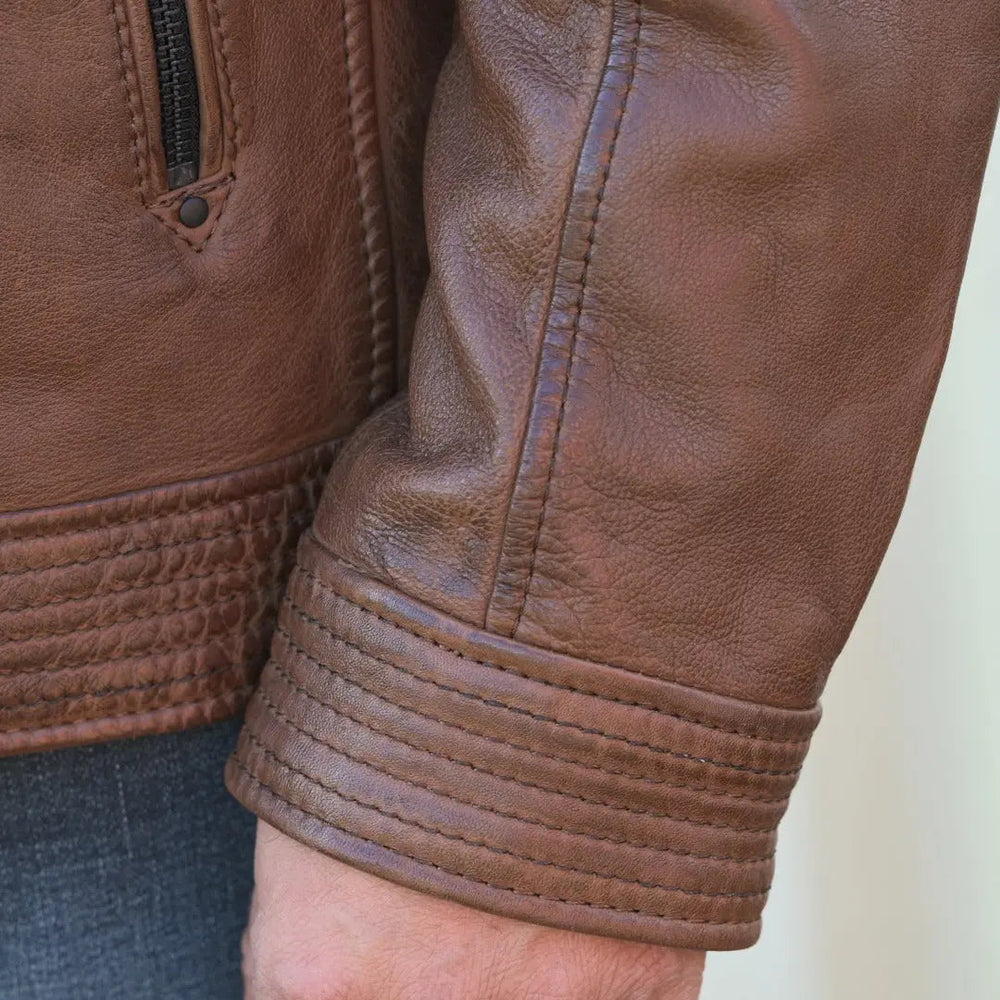 Herren-Lederjacke mit DruckknopfleisteEX-STOCK Canada 