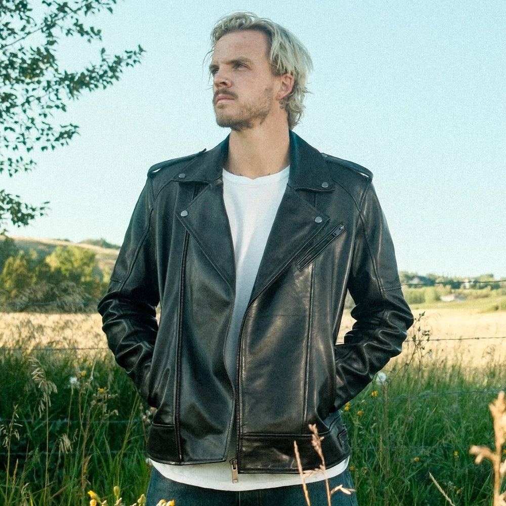 Men's Soft Lamb Leather Biker-Look Jacket EX-STOCK Canada 