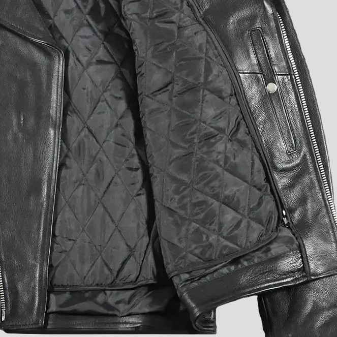 Giacca Moto da Uomo Alta Classica in Pelle con Lacci Laterali 
