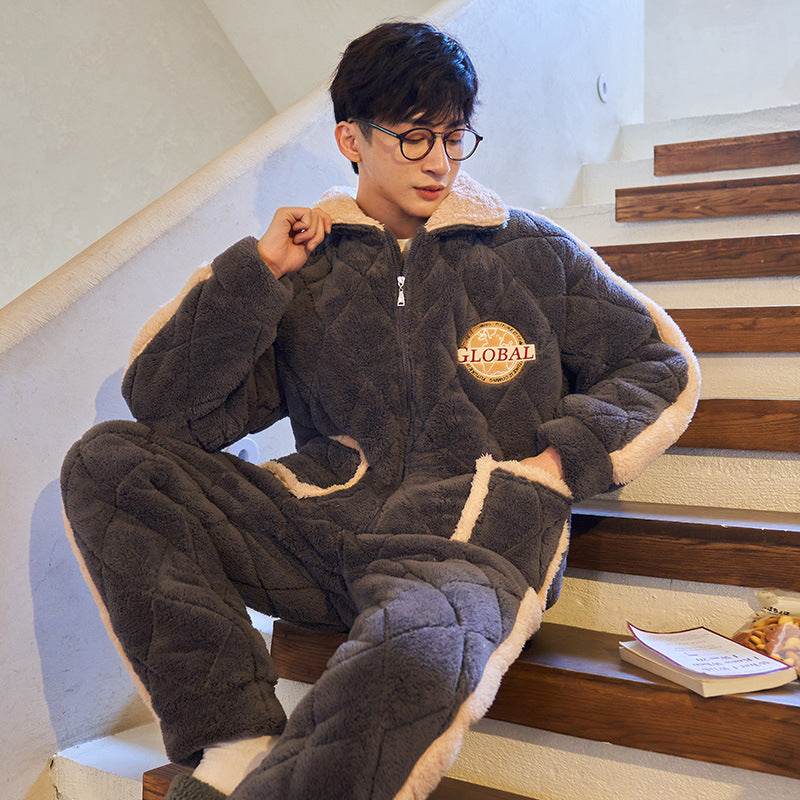 Men's Thickened Plush Coral Velvet Pajamas  EX-STOCK CANADA
