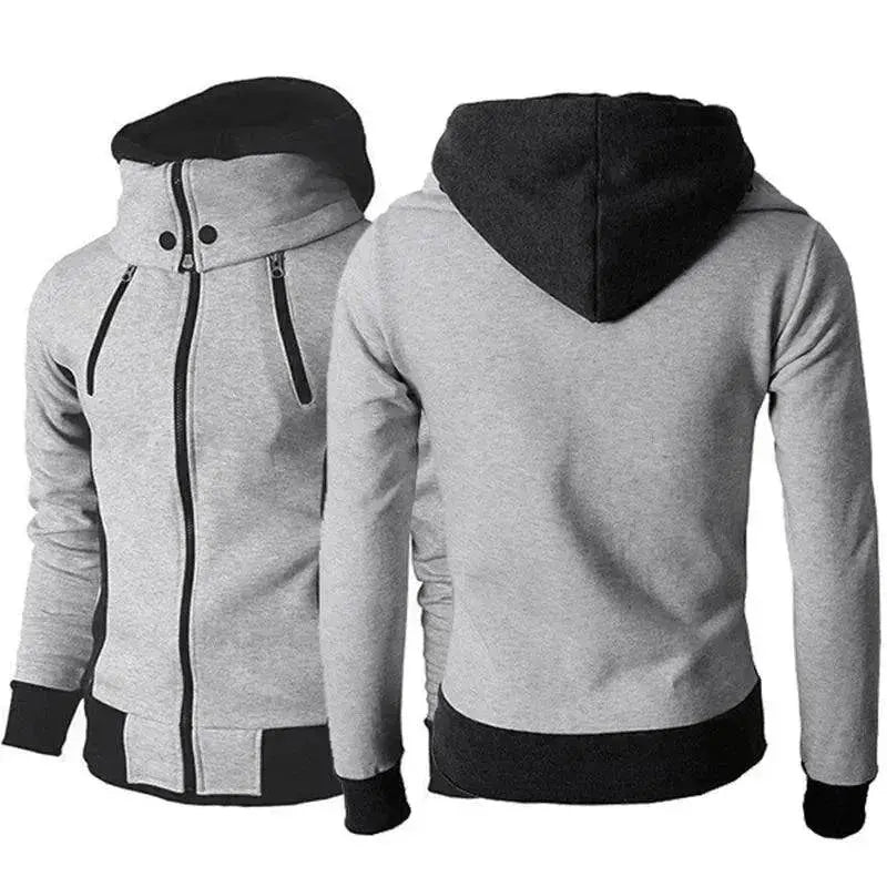 Men's Zip UP Hooded Jacket Fake Two Piece Sports Cardigan Casual Slim Sweatshirt Jacket - EX-STOCK Canada