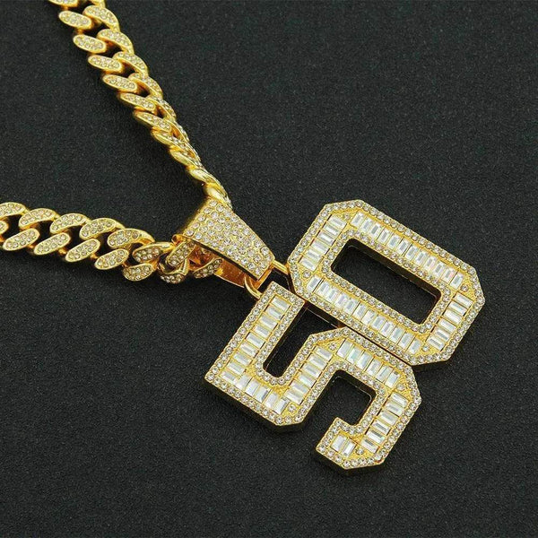 Mens Fashion Full Diamond Number 50 Pendant Necklace