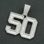 Mens Fashion Full Diamond Number 50 Pendant Necklace - EX-STOCK Canada