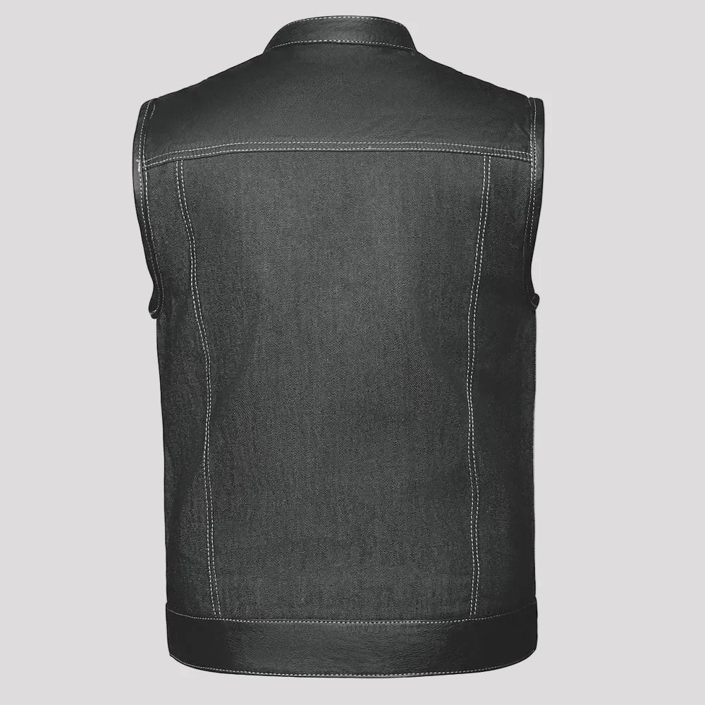 Chaleco de Club de Mezclilla y Cuero para Hombre Open Road 