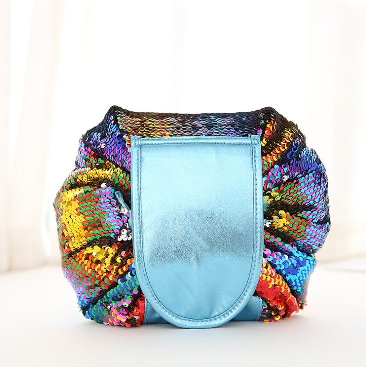Mermaid Sequins design Cosmetic Bag Drawstring Makeup Case Women Travel Make Up Organizer Storage Pouch Toiletry Wash Kit EX-STOCK Canada 