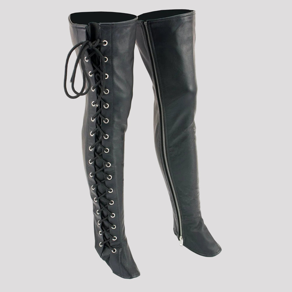 BOL/Open Road Women's Black Thigh High Leather Side Lace Leggings 