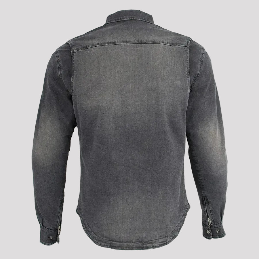Milwaukee Leather Men's Faded Denim Armored Shirt Jacket 