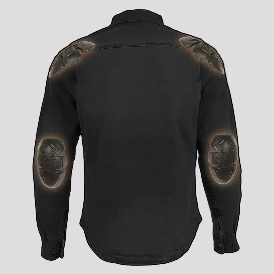 Milwaukee Leather Men's Faded Denim Armored Shirt Jacket 