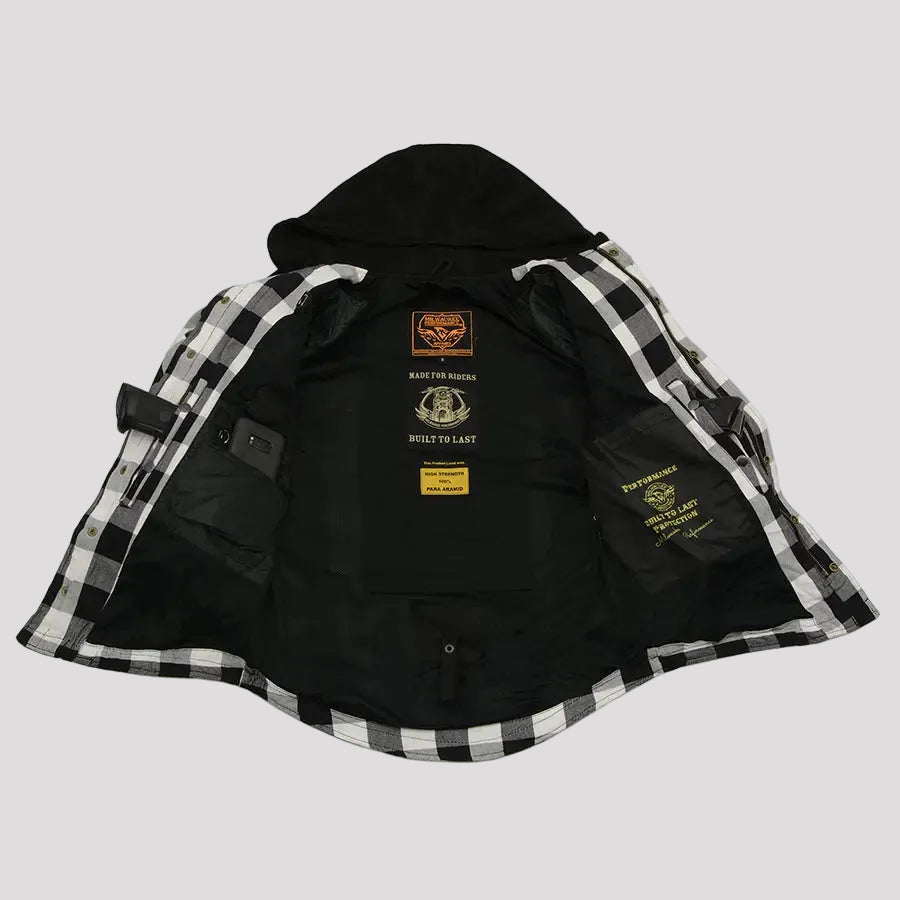 Milwaukee Leather Men's Plaid Flannel Armored Shirt Jacket 