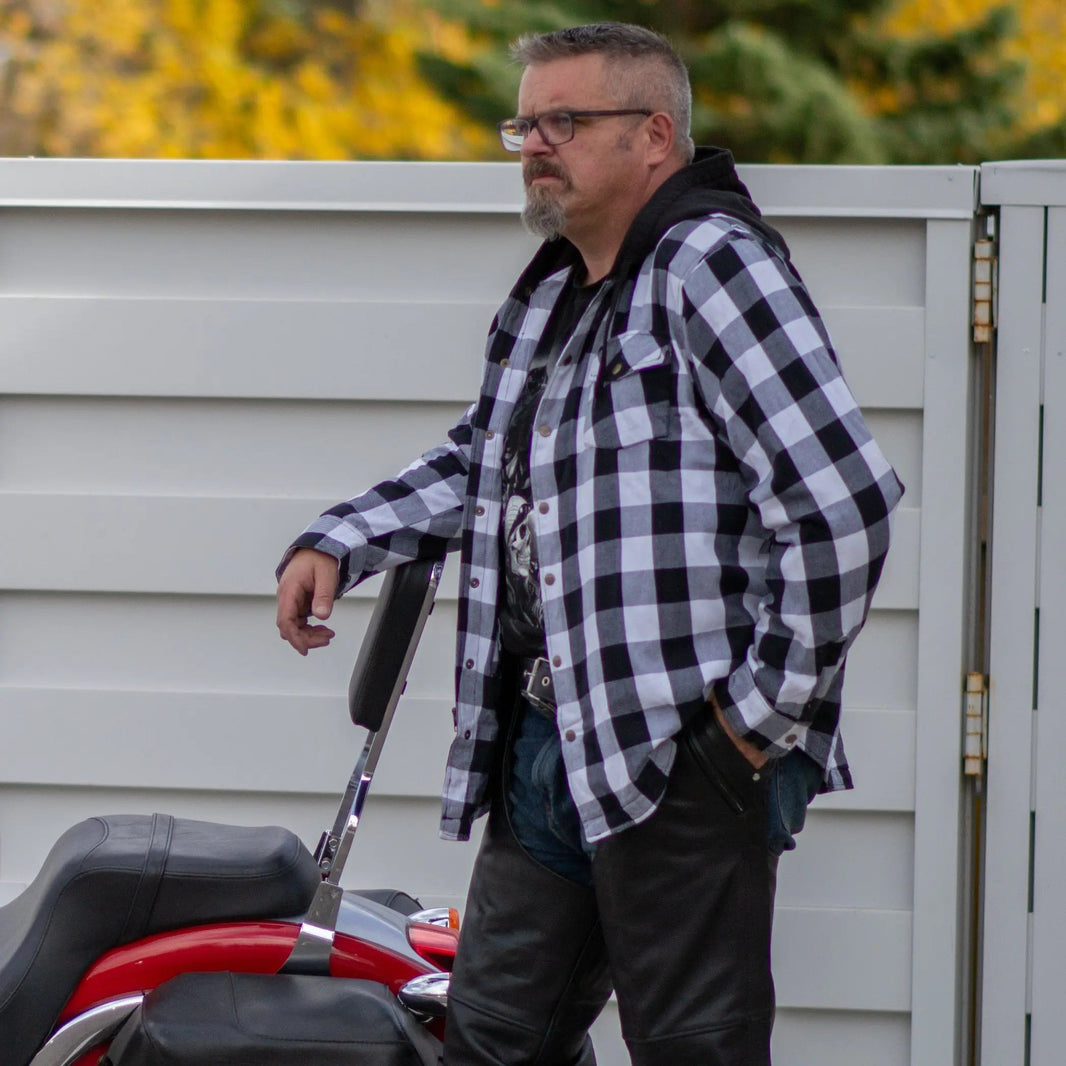 قميص سترة رجالي مبطن من جلد ميلووكي بنقشة مربعاتEX-STOCK Canada 