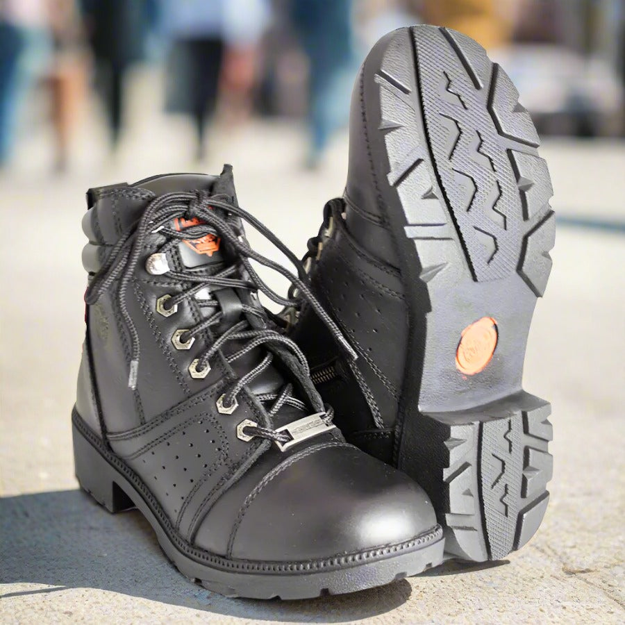 حذاء موتوسيكل نسائي من ميلووكي ليدر بسحّاب جانبي ورباطEX-STOCK Canada 