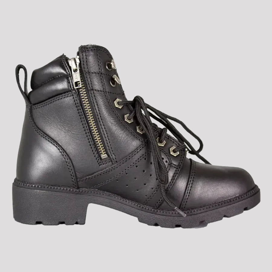 Milwaukee Leather Women's Side Zip Lace Up Motorcycle Boots 
