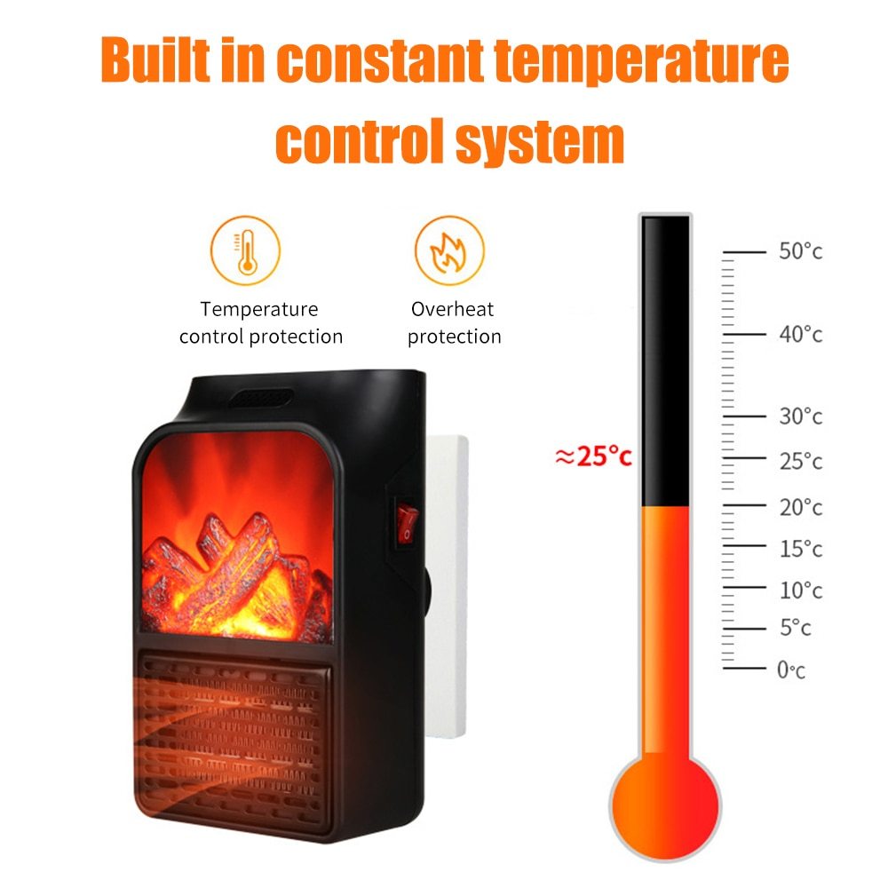 Mini Electric Fireplace Heater Electric Heater with Log Flame Effect Warm Air Heater Fanr 220V 50Hz EX-STOCK Canada 