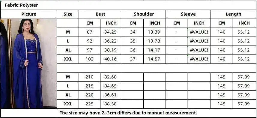 Muslim Turkey Arab Women's 2 Piece Set Long Dress Traditional African Clothing Fairy Dress - EX-STOCK Canada