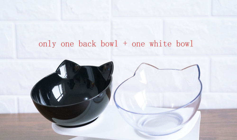New Inclined Food Cat Ear Oblique Mouth Transparent Single Pet Bowl EX-STOCK Canada 