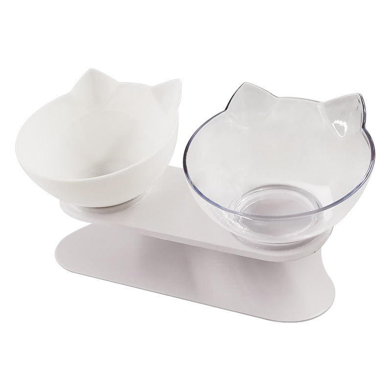 New Inclined Food Cat Ear Oblique Mouth Transparent Single Pet Bowl EX-STOCK Canada 
