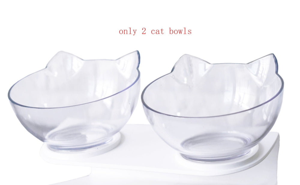 New Inclined Food Cat Ear Oblique Mouth Transparent Single Pet Bowl EX-STOCK Canada 