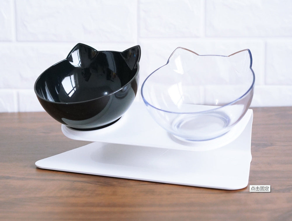 New Inclined Food Cat Ear Oblique Mouth Transparent Single Pet Bowl EX-STOCK Canada 