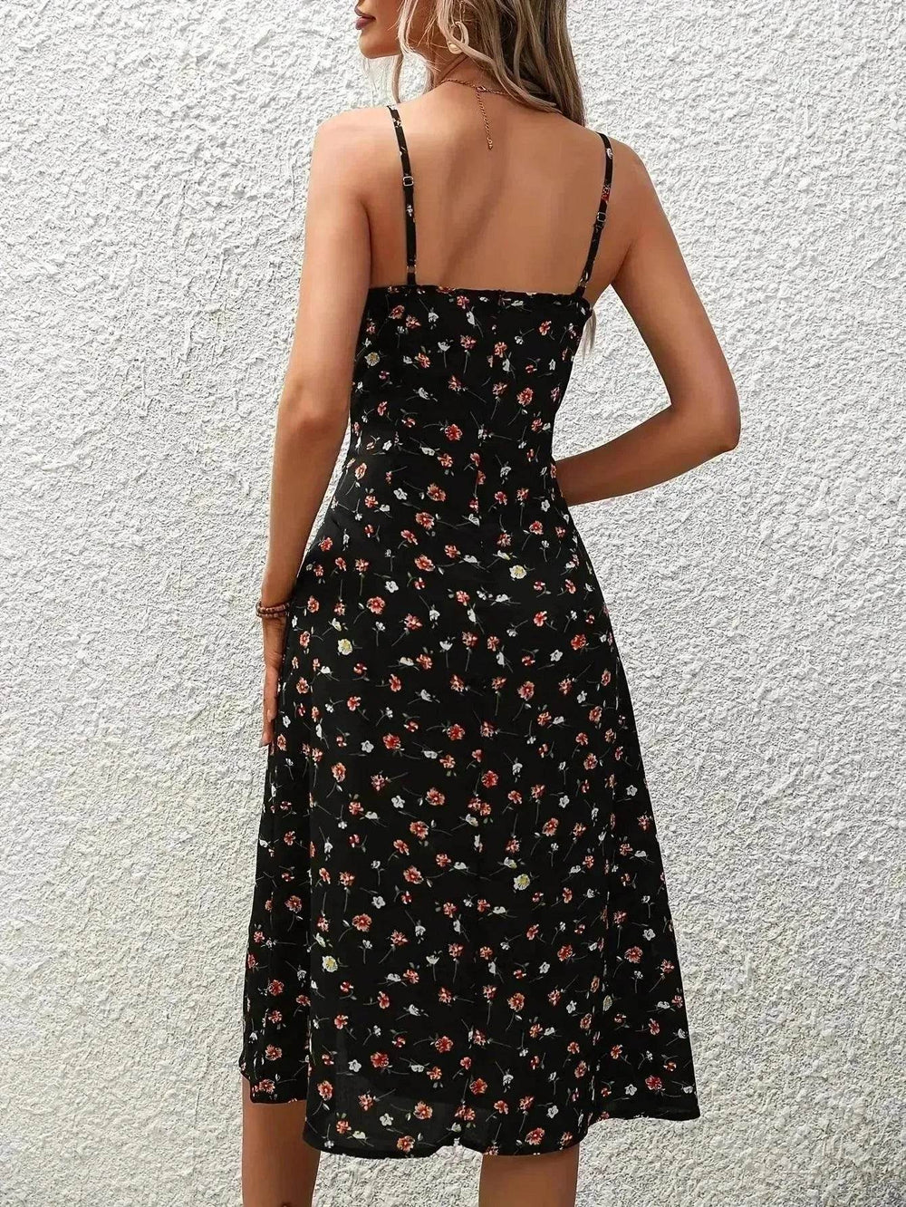 New Polka Dot Print Suspender Dress Summer Charming Slit Long Dresses For Womens Clothing - EX-STOCK Canada