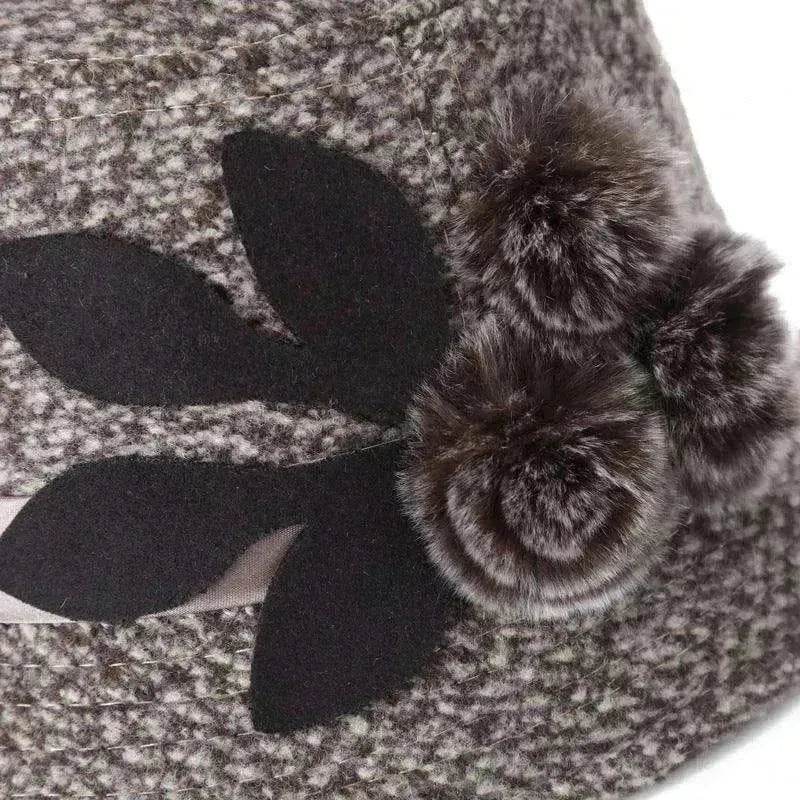 New women's woolen French plain weave flowers basin hat - EX-STOCK Canada