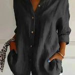 Fashionable Lapel Long Sleeve Shirt Top Women's Single-breasted Pleated Shirt Women Tops - EX-STOCK CANADA