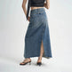 Washed Denim Front Split High-grade Jeans Skirt - EX-STOCK CANADA