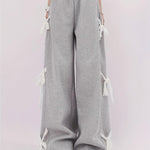 Fashion Bow lace up Oversized Baggy Sweat Pant women