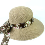 Summer Women's Wide Brorim Bowknot All-Match Woven Sun Sol
