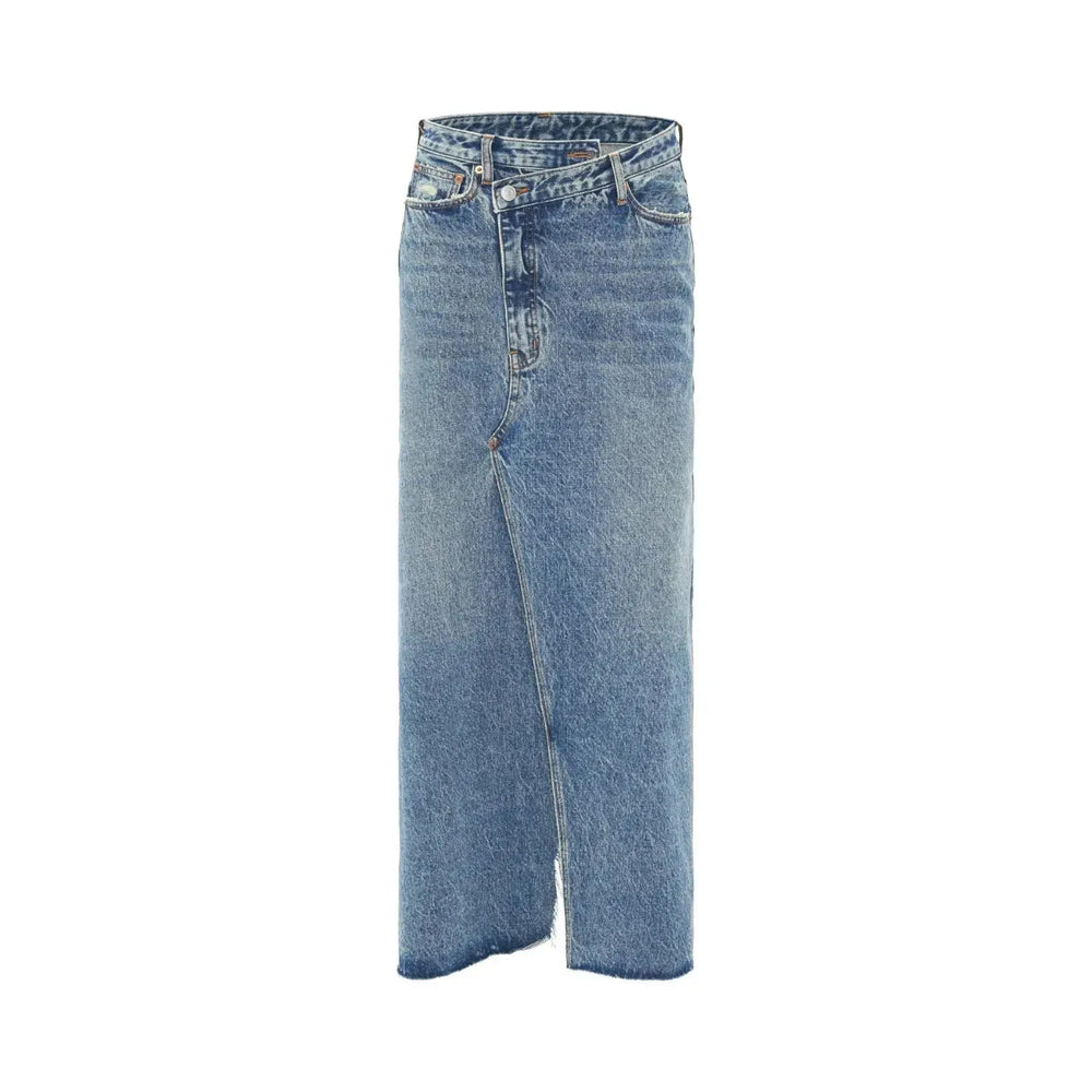 Washed Denim Front Split High-grade Jeans Skirt - EX-STOCK CANADA