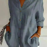 Fashionable Lapel Long Sleeve Shirt Top Women's Single-breasted Pleated Shirt Women Tops - EX-STOCK CANADA