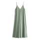 Elegant Women’s Summer Maxi Dress Casual Spaghetti Straps Solid V-Neck Cami Backless Dresses - EX-STOCK CANADA