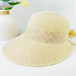 Summer Women's Wide Brorim Bowknot All-Match Woven Sun Sol